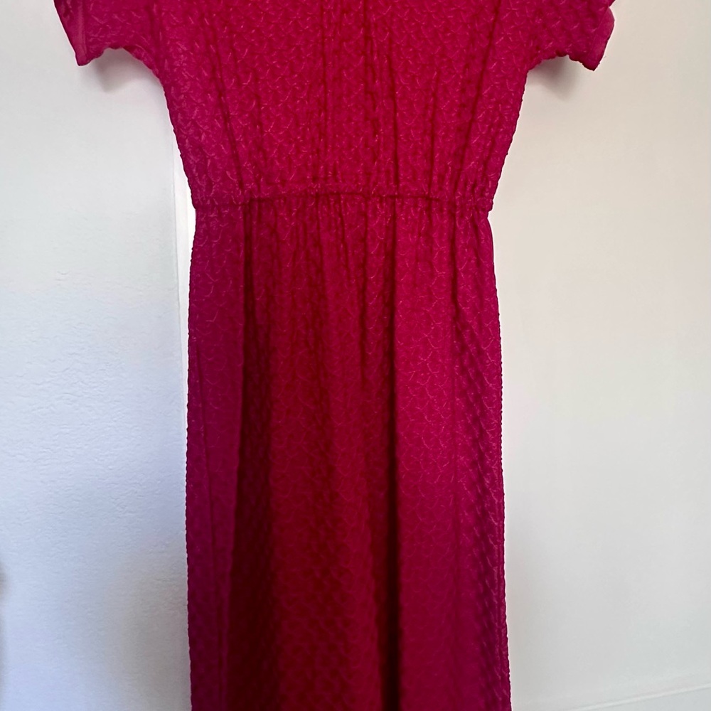 Vintage 1980s ILGWU Red Textured Knit Maxi Dress — Union Made in USA